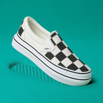 Vans Big Classics Checker Super ComfyCush - Naisten Platform kengät - Mustat/Valkoinen